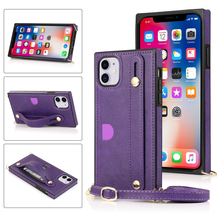 Wrist Strap PU+TPU Shockproof Protective Case with Crossbody Lanyard & Holder & Card Slot, For iPhone XS / X, For iPhone XR, For iPhone XS Max, For iPhone 11