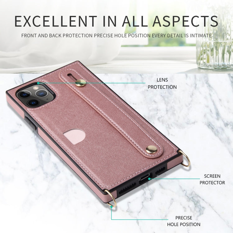 Wrist Strap PU+TPU Shockproof Protective Case with Crossbody Lanyard & Holder & Card Slot, For iPhone 11 Pro, For iPhone 11 Pro Max