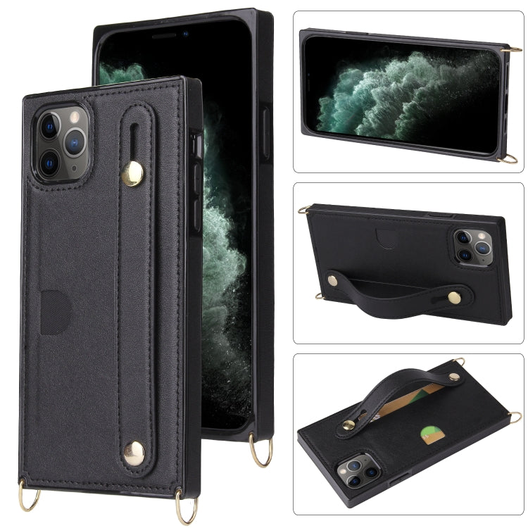 Wrist Strap PU+TPU Shockproof Protective Case with Crossbody Lanyard & Holder & Card Slot, For iPhone 11 Pro, For iPhone 11 Pro Max