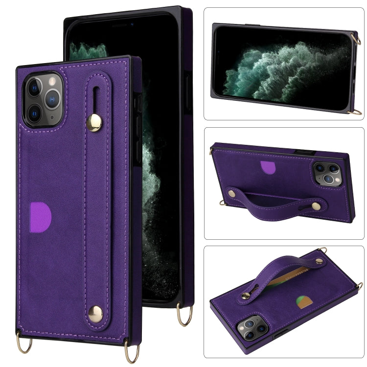Wrist Strap PU+TPU Shockproof Protective Case with Crossbody Lanyard & Holder & Card Slot, For iPhone 11 Pro, For iPhone 11 Pro Max