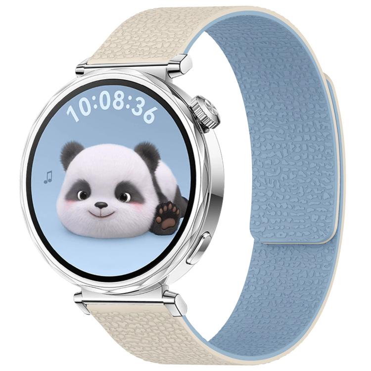 xDfind Flat Head Litchi Texture Magnetic Silicone Watch Band, 18mm, 20mm