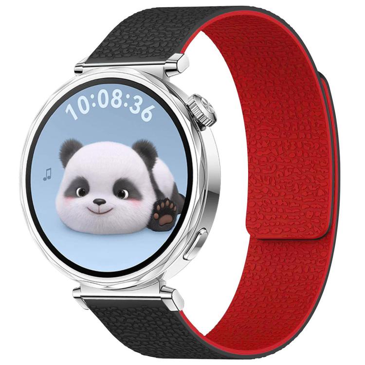 xDfind Flat Head Litchi Texture Magnetic Silicone Watch Band, 18mm, 20mm