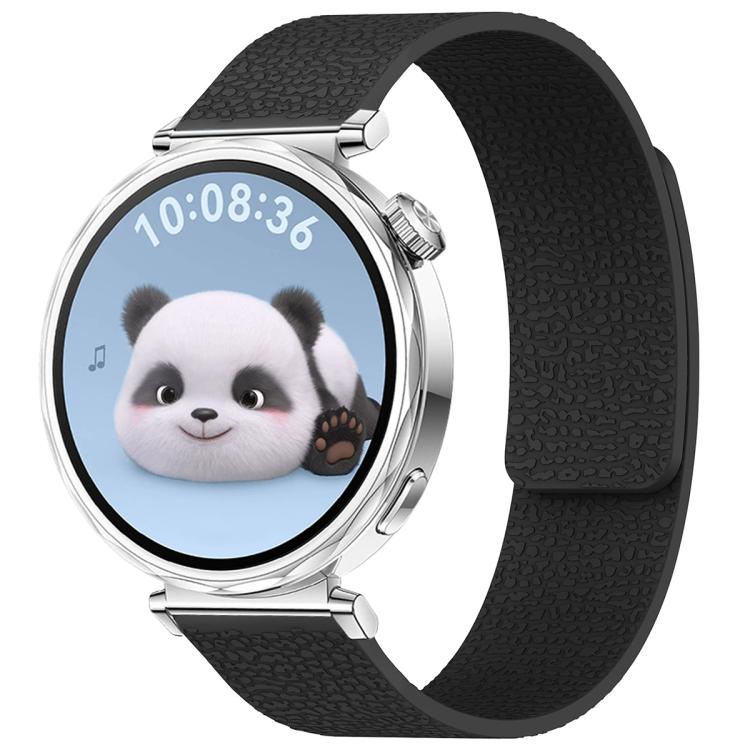 xDfind Flat Head Litchi Texture Magnetic Silicone Watch Band, 18mm, 20mm
