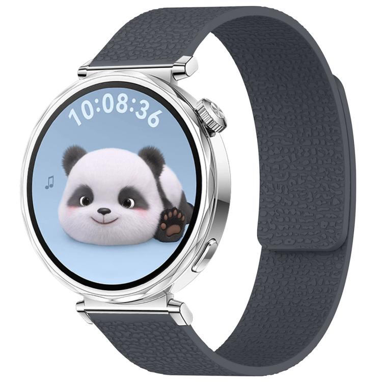 xDfind Flat Head Litchi Texture Magnetic Silicone Watch Band, 18mm, 20mm