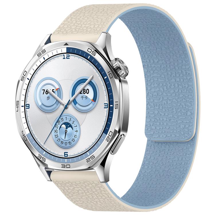xDfind Flat Head Litchi Texture Magnetic Silicone Watch Band, 18mm, 20mm