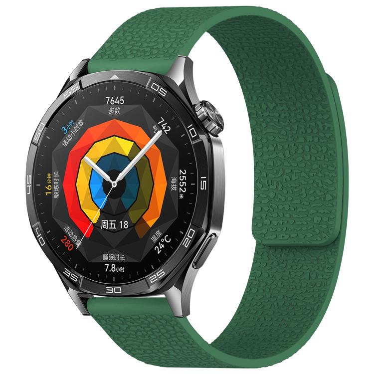 xDfind Flat Head Litchi Texture Magnetic Silicone Watch Band, 18mm, 20mm