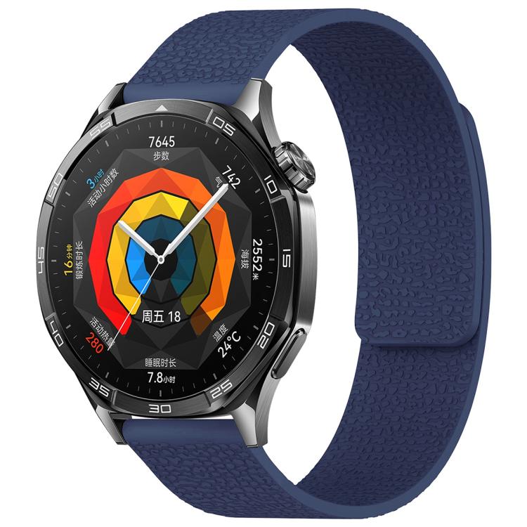 xDfind Flat Head Litchi Texture Magnetic Silicone Watch Band, 18mm, 20mm