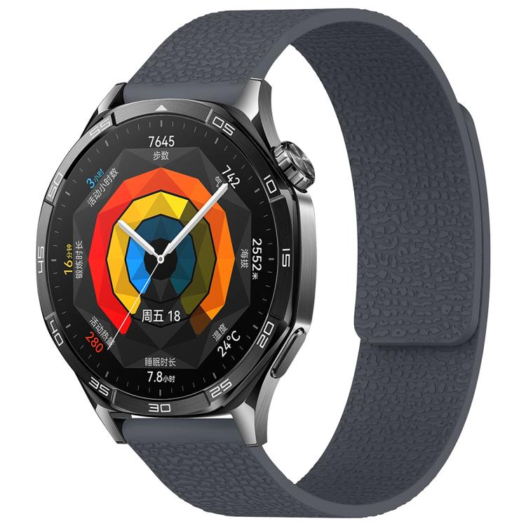 xDfind Flat Head Litchi Texture Magnetic Silicone Watch Band, 18mm, 20mm