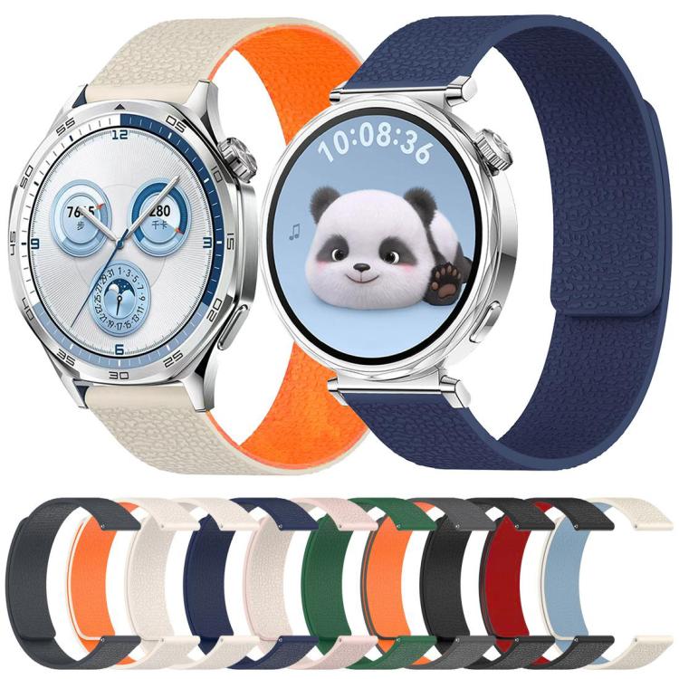 xDfind Flat Head Litchi Texture Magnetic Silicone Watch Band, 18mm, 20mm