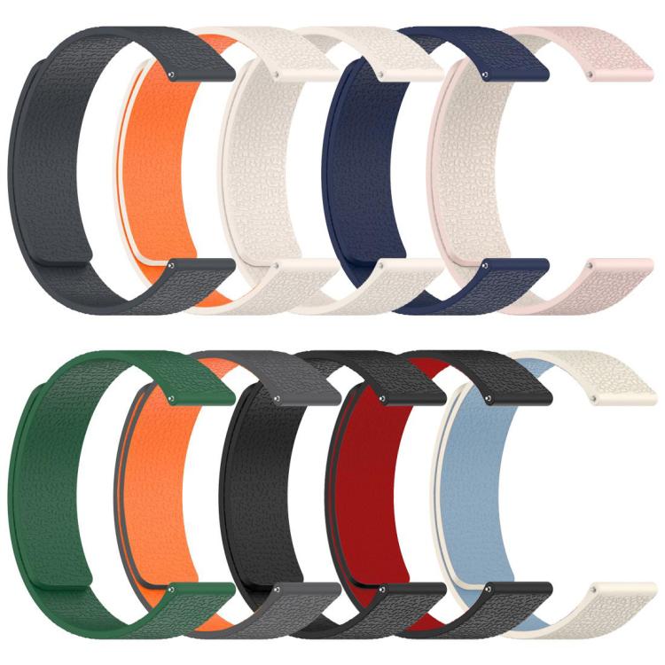 xDfind Flat Head Litchi Texture Magnetic Silicone Watch Band, 18mm, 20mm