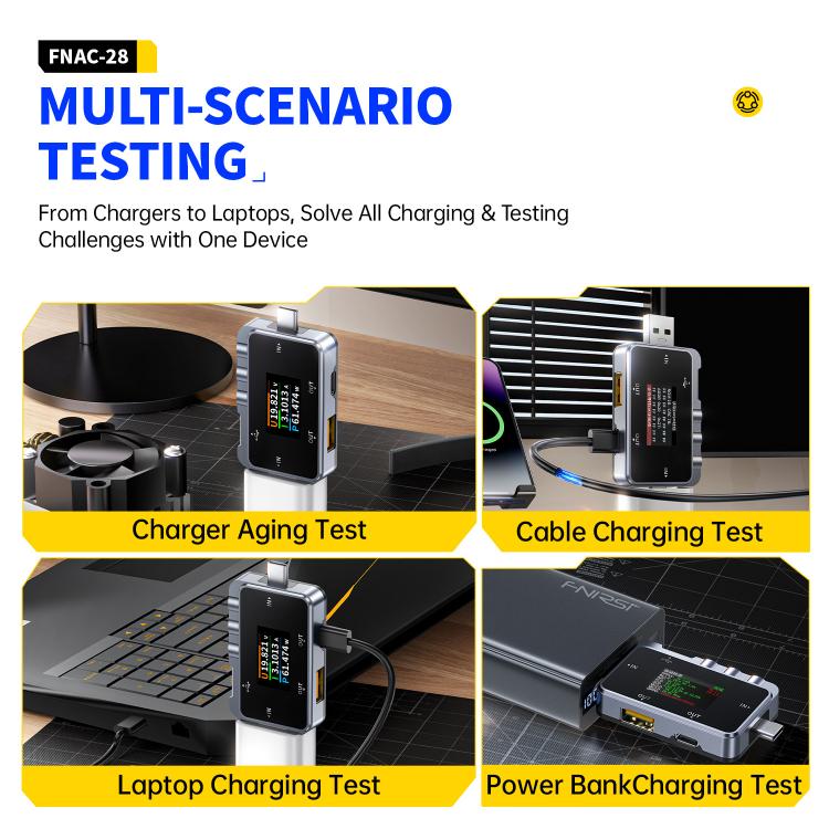 Fnirsi FNAC-28 Multi-function Type-C & USB Professional Grade Ripple Monitoring Tester, FNAC-28