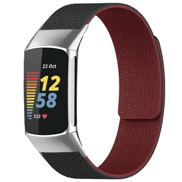 xDfind Litchi Texture Magnetic Silicone Watch Band, For Fitbit Charge 5 / Charge 6, For Fitbit Versa 4/Versa3/Sense2/Sense