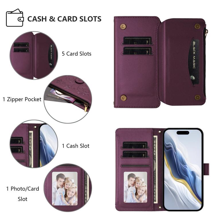 Butterfly Love Flower Multi-card Zipper Wallet Leather Phone Case, For iPhone 12 / 12 Pro, For iPhone 12 Pro Max, For iPhone 12 mini