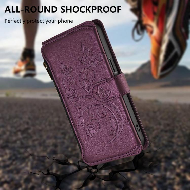 Butterfly Love Flower Multi-card Zipper Wallet Leather Phone Case, For iPhone 12 / 12 Pro, For iPhone 12 Pro Max, For iPhone 12 mini