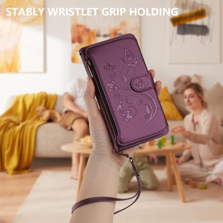 Butterfly Love Flower Multi-card Zipper Wallet Leather Phone Case, For iPhone X / XS, For iPhone XR, For iPhone XS Max