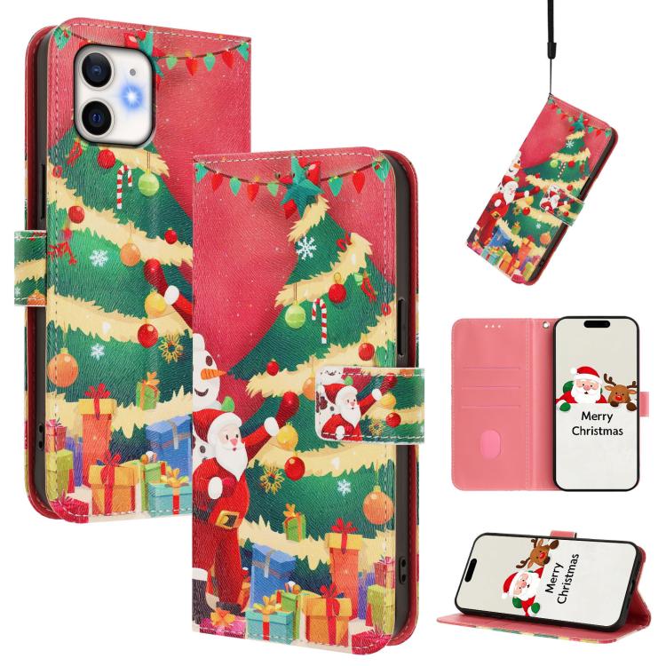 Christmas Series Buckle Leather Phone Case with Hand Strap, For iPhone 11 Pro Max, For iPhone 11, For iPhone 11 Pro, For iPhone XS / X