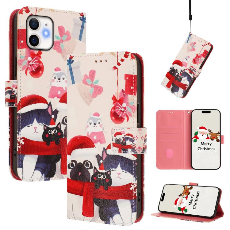 Christmas Series Buckle Leather Phone Case with Hand Strap, For iPhone 13 mini, For iPhone 12 Pro / 12, For iPhone 12 Pro Max, For iPhone 12 mini