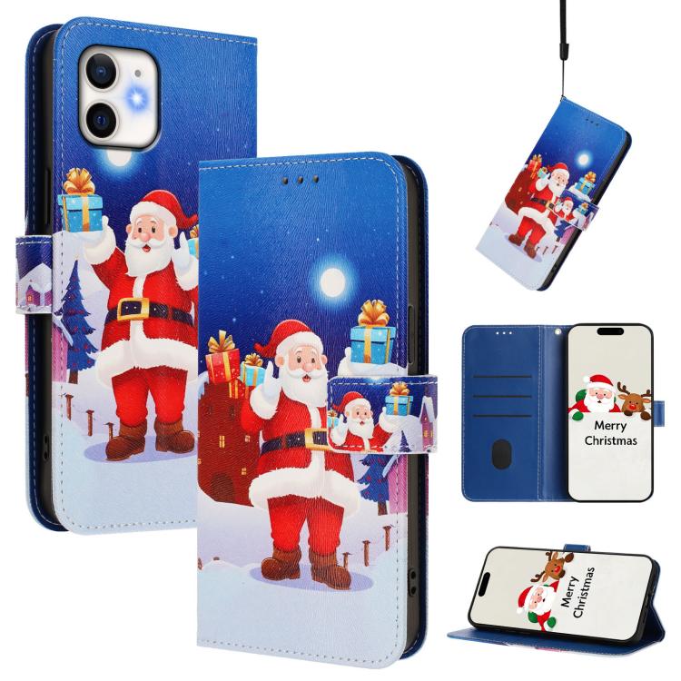 Christmas Series Buckle Leather Phone Case with Hand Strap, For iPhone 13 mini, For iPhone 12 Pro / 12, For iPhone 12 Pro Max, For iPhone 12 mini