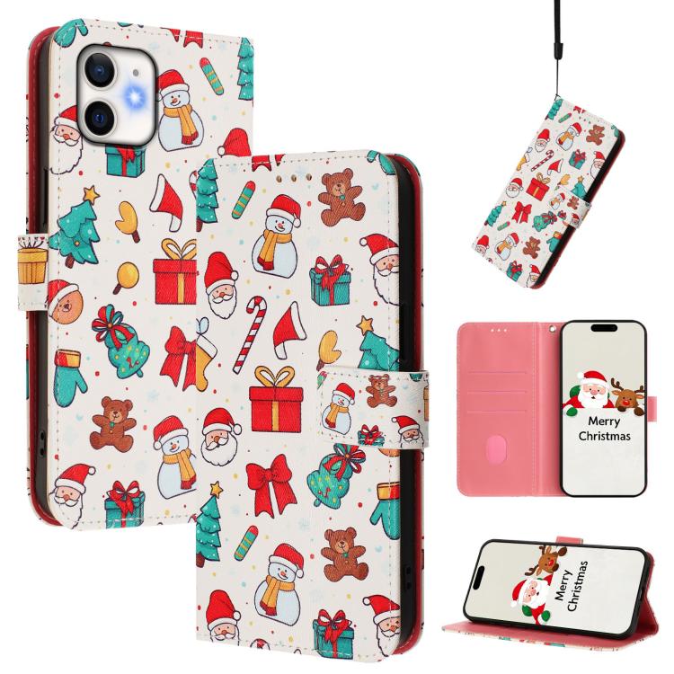 Christmas Series Buckle Leather Phone Case with Hand Strap, For iPhone 13 mini, For iPhone 12 Pro / 12, For iPhone 12 Pro Max, For iPhone 12 mini
