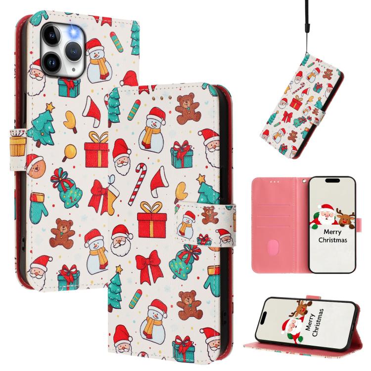 Christmas Series Buckle Leather Phone Case with Hand Strap, For iPhone 13 mini, For iPhone 12 Pro / 12, For iPhone 12 Pro Max, For iPhone 12 mini