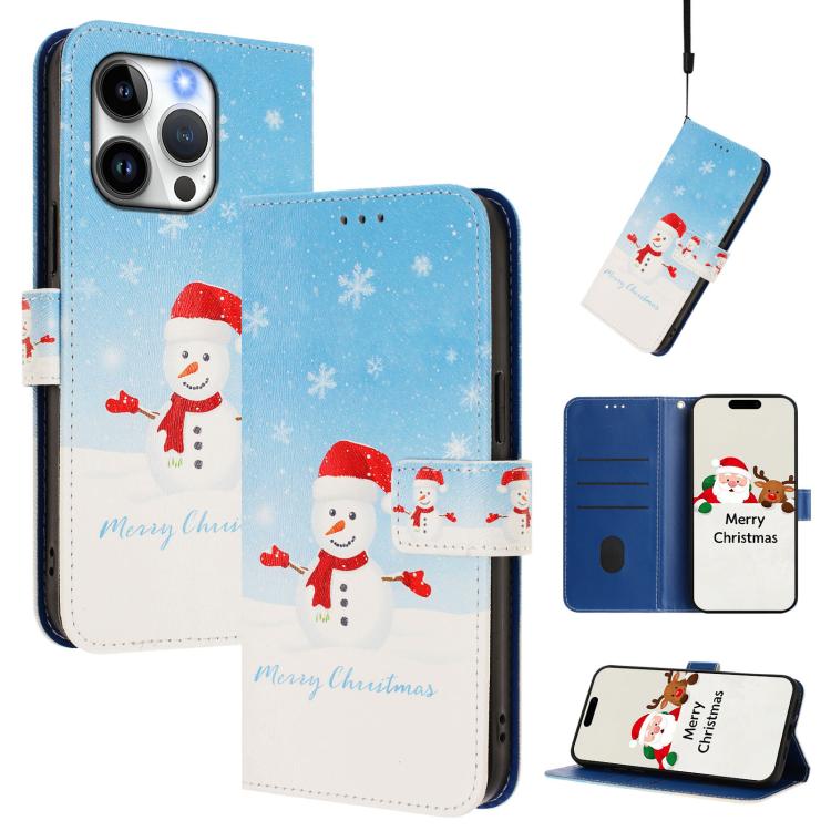 Christmas Series Buckle Leather Phone Case with Hand Strap, For iPhone Air, For iPhone 16 Pro Max, For iPhone 16 Pro, For iPhone 16 Plus