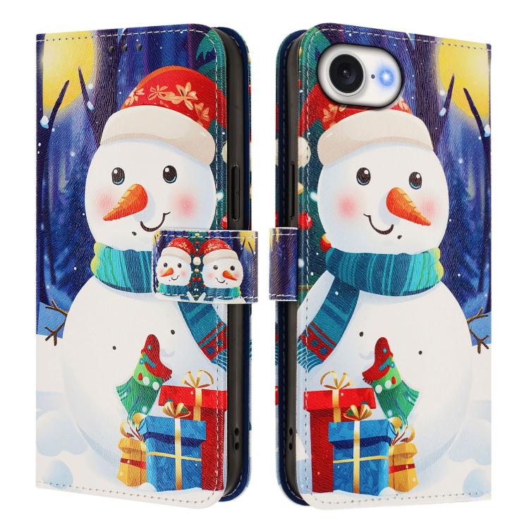 Christmas Series Buckle Leather Phone Case with Hand Strap, For iPhone 17e / 16e, For iPhone 17 Pro Max, For iPhone 17 Pro, For iPhone 17