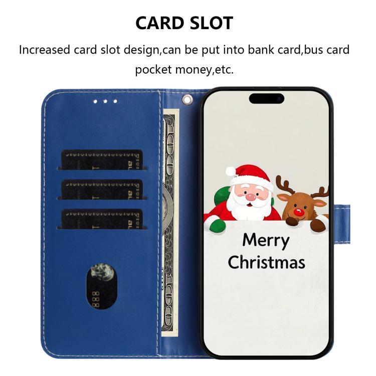 Christmas Series Buckle Leather Phone Case with Hand Strap, For iPhone 17e / 16e, For iPhone 17 Pro Max, For iPhone 17 Pro, For iPhone 17