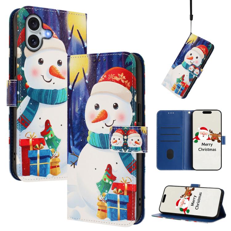 Christmas Series Buckle Leather Phone Case with Hand Strap, For iPhone 17e / 16e, For iPhone 17 Pro Max, For iPhone 17 Pro, For iPhone 17