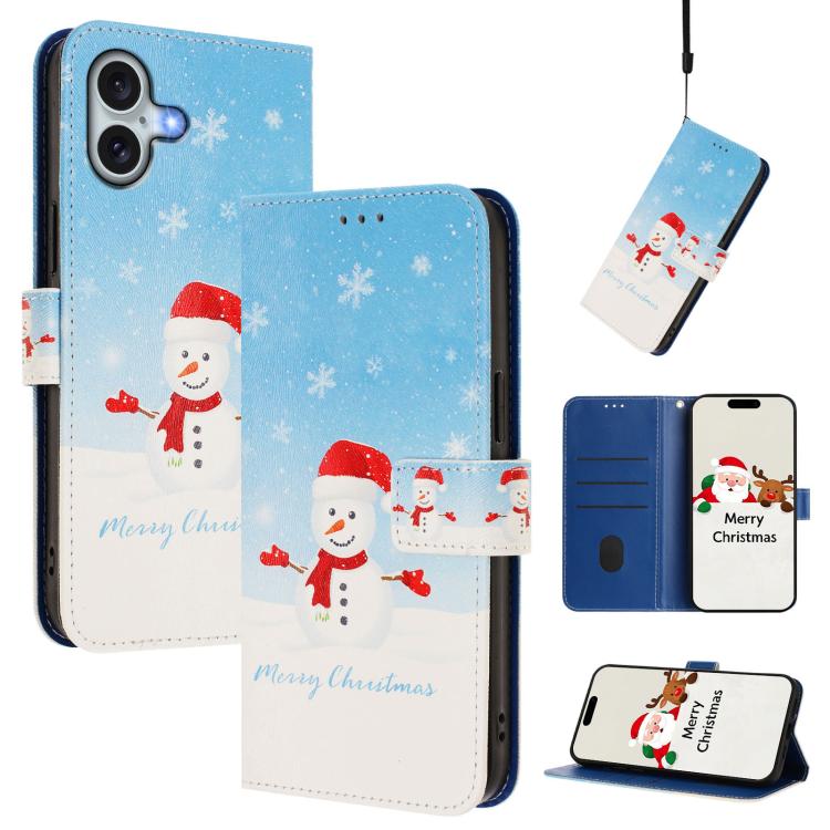 Christmas Series Buckle Leather Phone Case with Hand Strap, For iPhone 17e / 16e, For iPhone 17 Pro Max, For iPhone 17 Pro, For iPhone 17