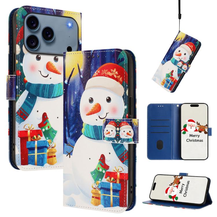 Christmas Series Buckle Leather Phone Case with Hand Strap, For iPhone 17e / 16e, For iPhone 17 Pro Max, For iPhone 17 Pro, For iPhone 17