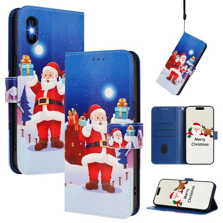 Christmas Series Buckle Leather Phone Case with Hand Strap, For iPhone 11 Pro Max, For iPhone 11, For iPhone 11 Pro, For iPhone XS / X
