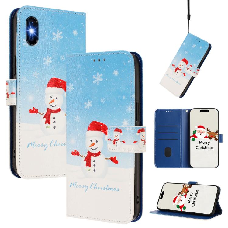 Christmas Series Buckle Leather Phone Case with Hand Strap, For iPhone 11 Pro Max, For iPhone 11, For iPhone 11 Pro, For iPhone XS / X