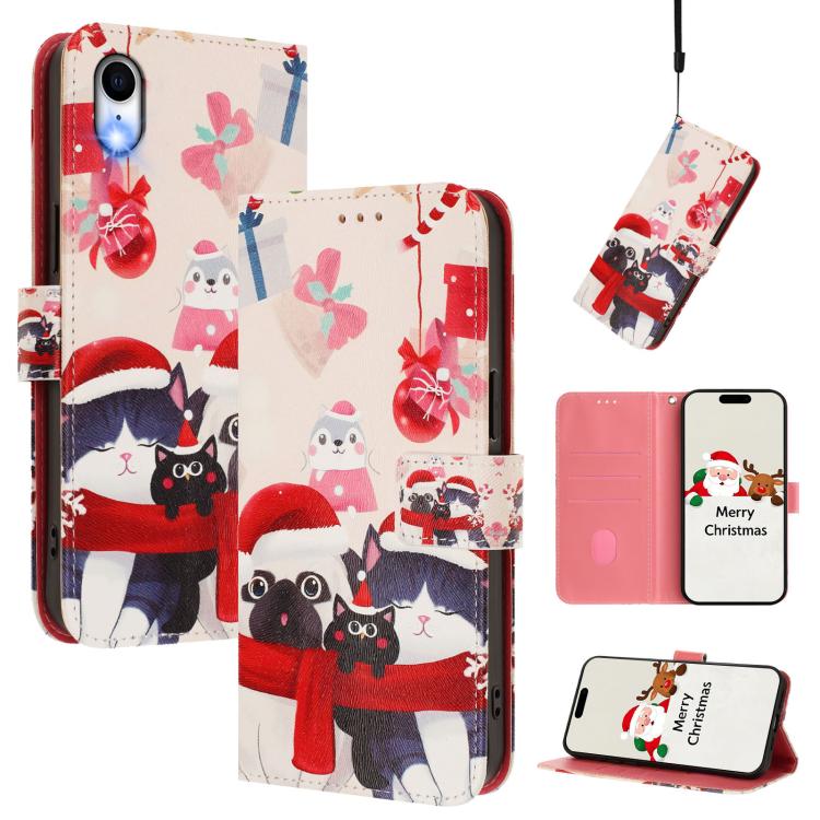 Christmas Series Buckle Leather Phone Case with Hand Strap, For iPhone XR, For iPhone XS Max, For iPhone 8 Plus / 7 Plus