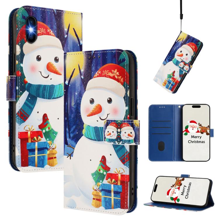 Christmas Series Buckle Leather Phone Case with Hand Strap, For iPhone XR, For iPhone XS Max, For iPhone 8 Plus / 7 Plus