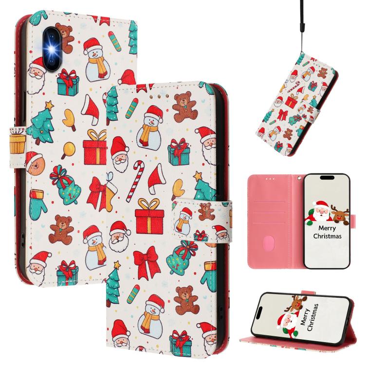 Christmas Series Buckle Leather Phone Case with Hand Strap, For iPhone XR, For iPhone XS Max, For iPhone 8 Plus / 7 Plus
