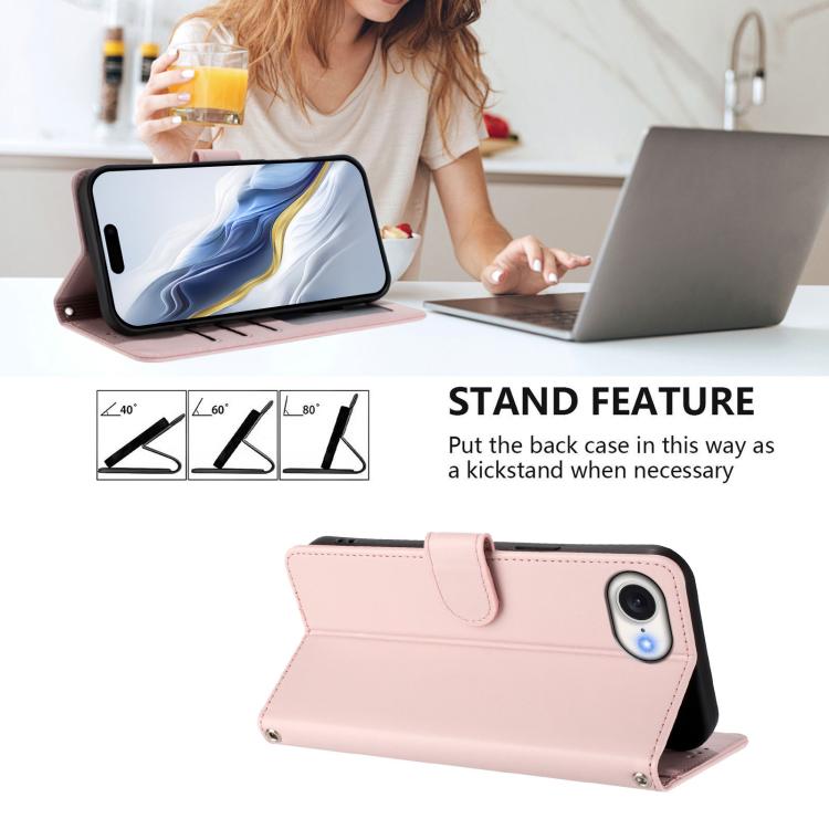 Embossed Heart Cat Leather Phone Case with Hand Strap, For iPhone 17e / 16e, For iPhone 17 Pro Max
