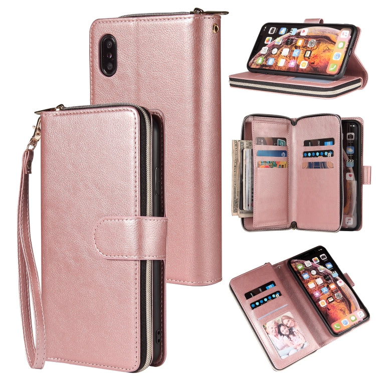 Zipper Wallet Bag Horizontal Flip PU Leather Case with Holder & 9 Card Slots & Wallet & Lanyard & Photo Frame, For iPhone 12 mini, For iPhone 12 / 12 Pro, For iPhone 12 Pro Max, For iPhone X / XS
