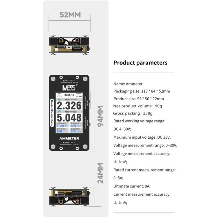 MaAnt DL-02 Intelligent Number Pointer Curve Ammeter, MaAnt DL-02