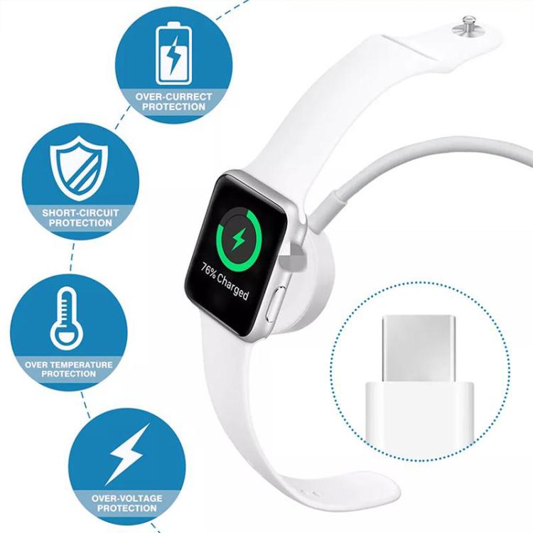 xDfind For Apple Watch Smart Watch Silicone Charging Holder and Type-C Charger Set, Silicone+Type-C (White), Silicone+Type-C (Black)