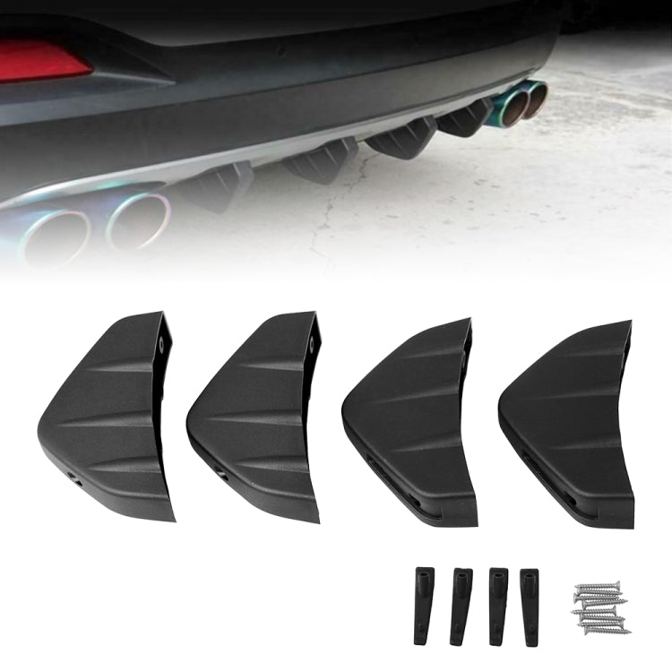4 PCS Car General Shark Fin Rear Spoiler Bumper Chassis Decoration, Black