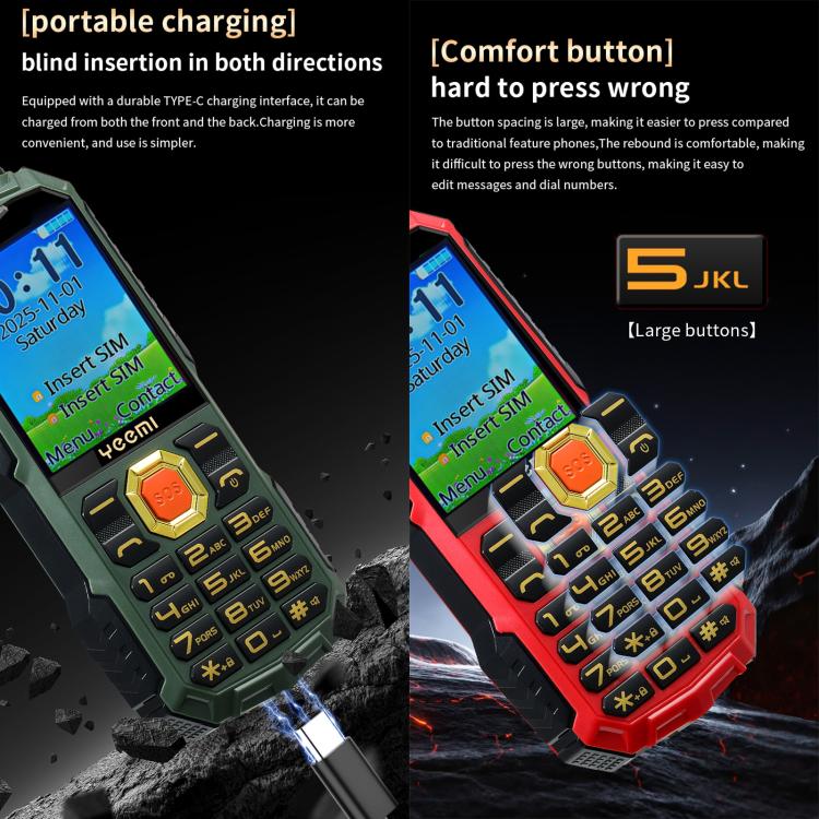 YEEMI Q5 4G Elder Rugged Phone, 16800mAh Battery, 2.4 inch, 21 Keys, Network: 4G, LED Flashlight, Dual SIM