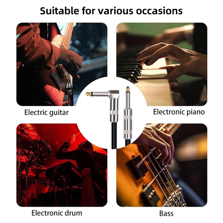 6.35mm Plug Straight to Elbow Electric Guitar Audio Cable, 3m, 5m, 10m