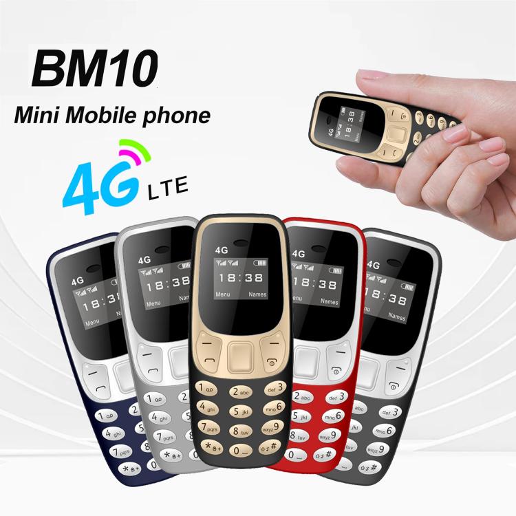 BM10 4G Mini Mobile Phone, 0.66 inch Hands Free Bluetooth Dialer Headphone, MP3 Music, Dual SIM, Network: 4G