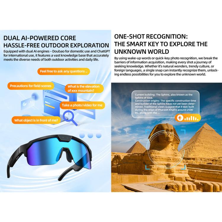 Q01 Outdoor Cycling Smart AI Sports Glasses 8MP Camera