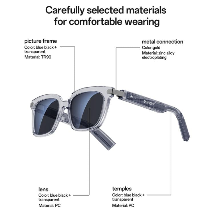 Yesido IO41 Smart Bluetooth-Compatible Glasses, IP54 Waterproof, HD Call, Open-Ear Audio Comfort, IO41