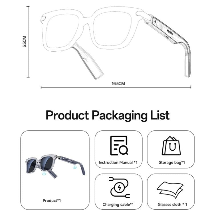 Yesido IO41 Smart Bluetooth-Compatible Glasses, IP54 Waterproof, HD Call, Open-Ear Audio Comfort, IO41