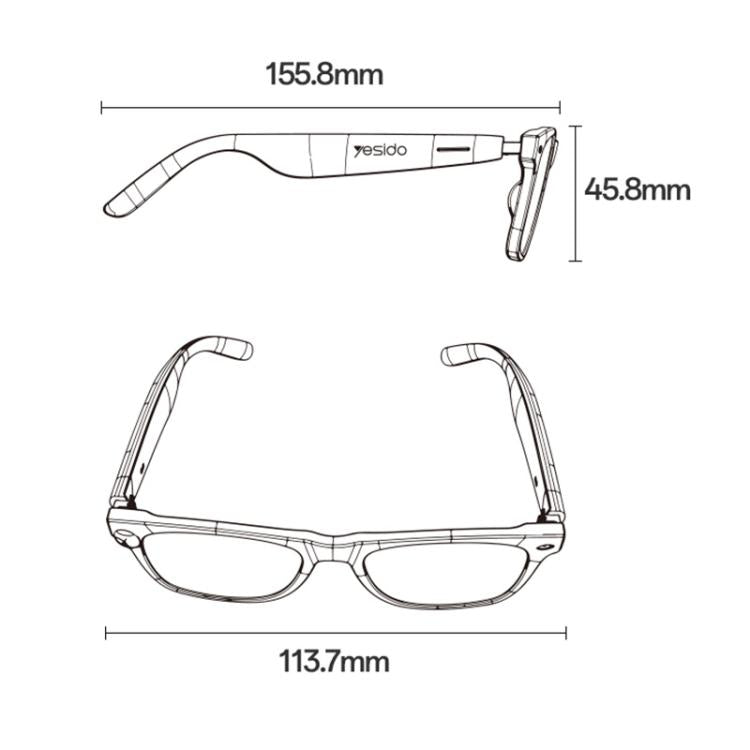 Yesido IO38 Smart Audio Glasses, Bluetooth-Compatible 5.0 Sunglasses with Hi-Fi Sound, Hands-Free Calling, Magnetic Charging & Long Battery Life, IO38