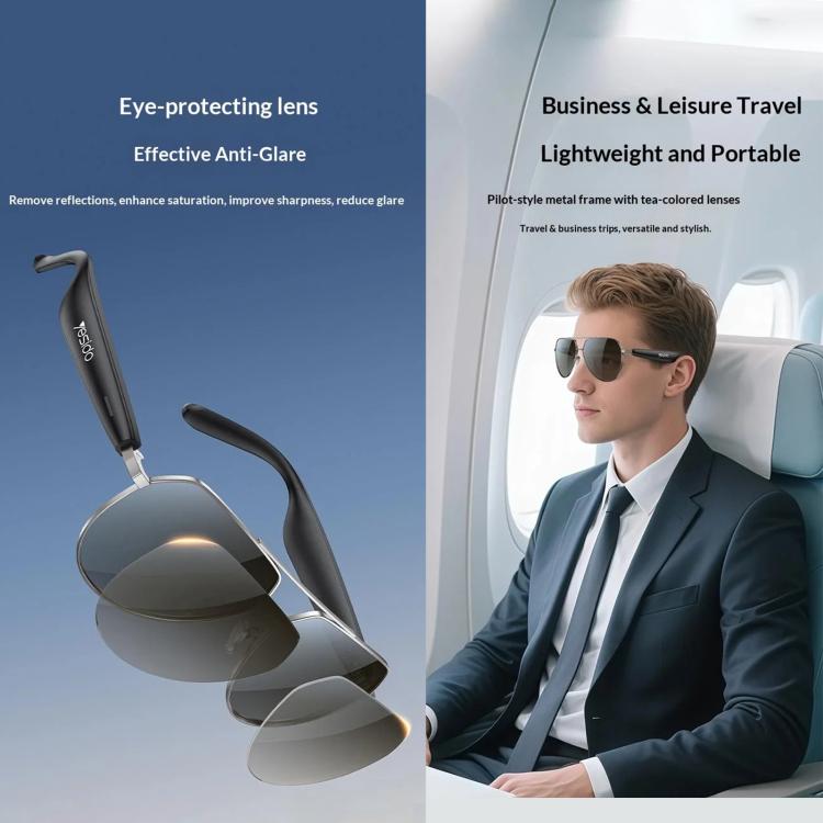 Yesido IO44 Smart Audio Glasses, Bluetooth-Compatible 5.4 Open-Ear Headphones / Polarized Sunglasses with Microphone for Travel / Business, IO44