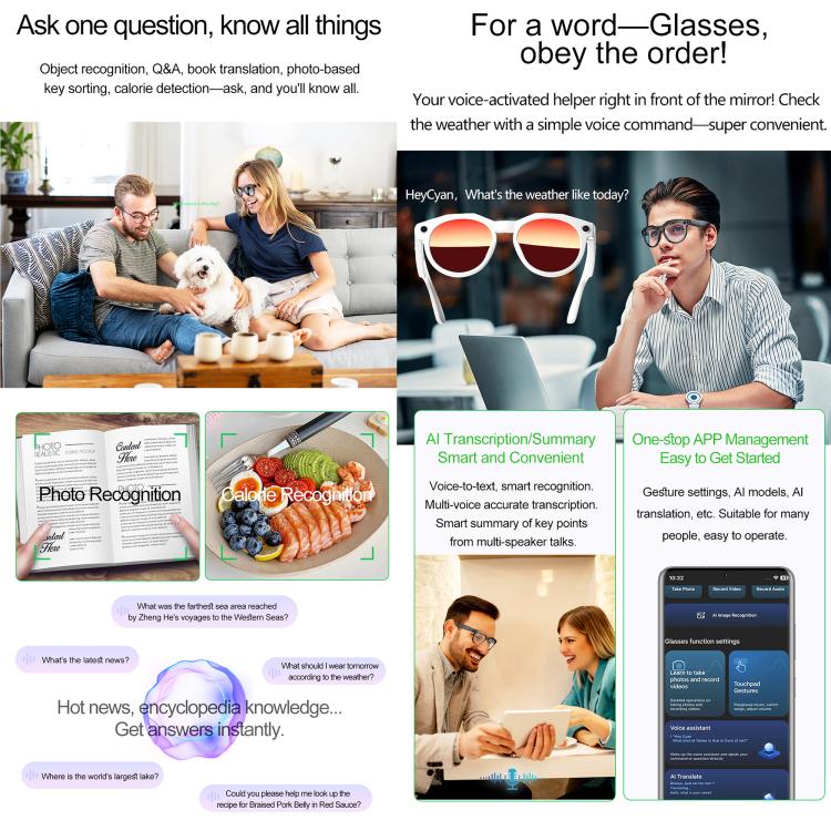W611Pro Smart AI Glasses 8MP Camera, WIFI, AI Translation