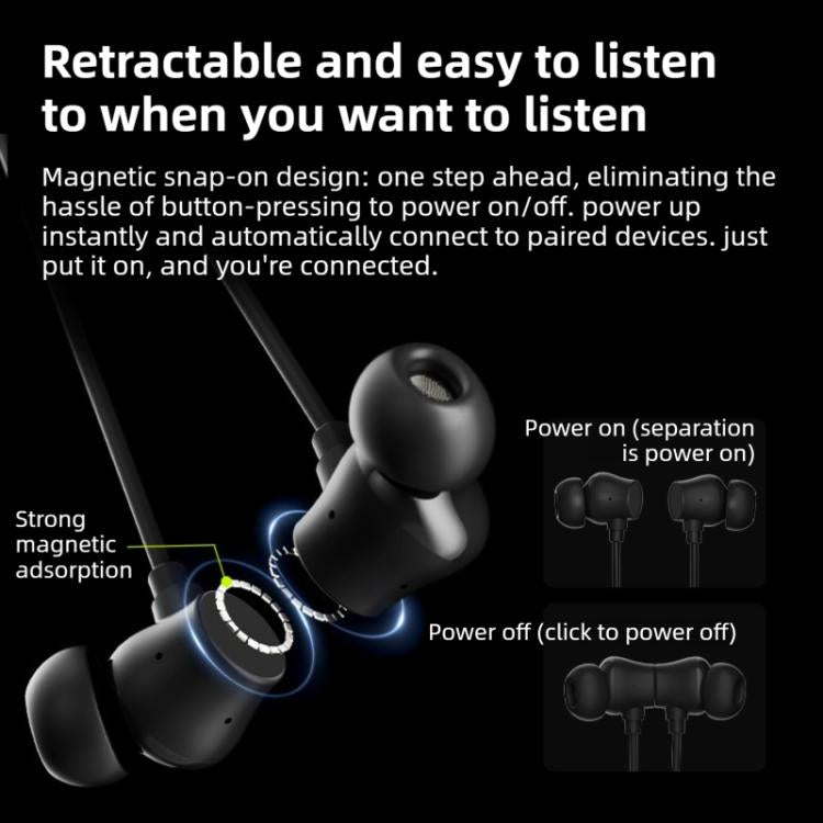 Langsdom BS21 Long Battery Life Magnetic Switch Neckband Bluetooth Headphones